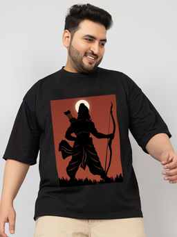 CHKOKKO - Men's Black Oversized Graphic Print T-Shirt