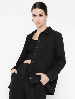 RAREISM - Yeppon Primary Black Boxy Hip Length Denim Jacket