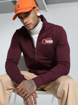 Puma - Men Maroon Graphic Full Zip Slim Fit Sweat Jacket