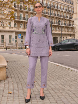 Autumnlane - Lavender Orchid Floral Embroidered Co-Ord (Set of 2)