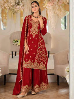 Autumnlane - Areesa Pink Full Work Kurta Pant and Dupatta