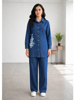 Autumnlane - Prisha Tiffany Embroidery Denim Co-Ord Set