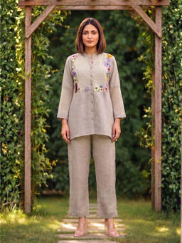 Autumnlane - Sushi Flora Self Design Embroidery Cotton Co-Ord Set