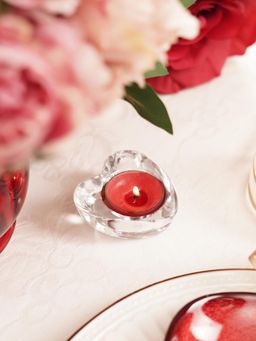 Pure Home + Living - Silver Glass Heart Shaped Tealight Holder