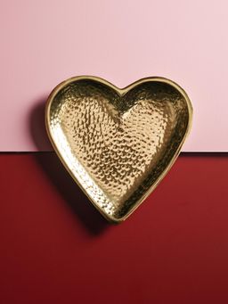 Pure Home + Living - Gold Hammered Heart Shaped Platter