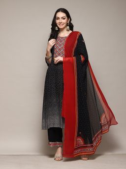 Biba - Rayon Black Printed Kurta (Set of 3)