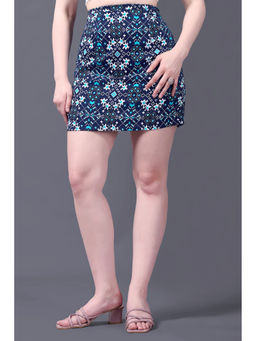 GARDEN PARTY - Printed Blue Cotton Skirt