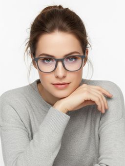 HASHTAG EYEWEAR - Unisex Clario Grey Full Rim Rectangle Computer Glasses (55)