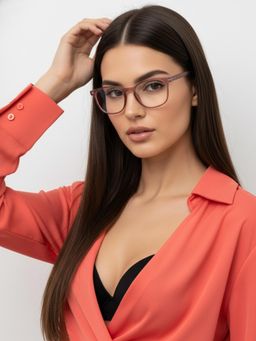 HASHTAG EYEWEAR - Unisex Clario Red Full Rim Rectangle Computer Glasses (55)