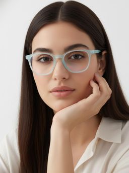 HASHTAG EYEWEAR - Unisex Clario Blue Full Rim Rectangle Computer Glasses (55)