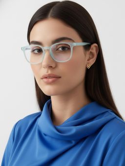 HASHTAG EYEWEAR - Unisex Clario Blue Full Rim Rectangle Computer Glasses (55)