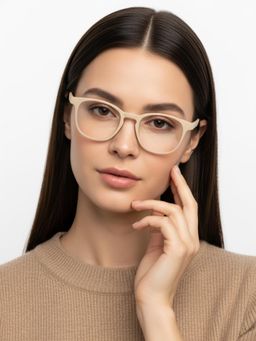 HASHTAG EYEWEAR - Unisex Clario Beige Full Rim Rectangle Computer Glasses (55)