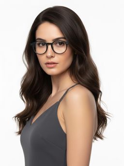 HASHTAG EYEWEAR - Unisex Blushield Green Full Rim Round Computer Glasses (48)