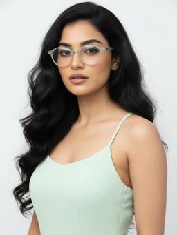 HASHTAG EYEWEAR - Unisex Blushield Green Full Rim Round Computer Glasses (48)