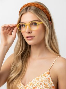 HASHTAG EYEWEAR - Unisex Blushield Orange Full Rim Round Computer Glasses (48)