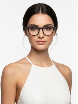 HASHTAG EYEWEAR - Unisex Blushield Black Full Rim Round Computer Glasses (48)