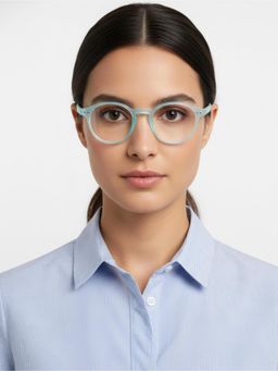 HASHTAG EYEWEAR - Unisex Blushield Blue Full Rim Round Computer Glasses (48)