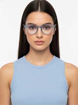 HASHTAG EYEWEAR - Unisex Blushield Blue Full Rim Round Computer Glasses (48)