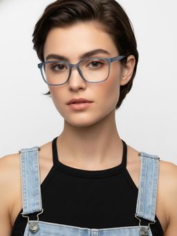 HASHTAG EYEWEAR - Unisex Focusly Blue Full Rim Rectangle Computer Glasses (55)