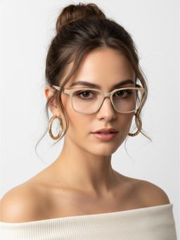 HASHTAG EYEWEAR - Unisex Focusly Beige Full Rim Rectangle Computer Glasses (55)