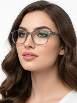 HASHTAG EYEWEAR - Unisex Bluarmor Grey Full Rim Square Computer Glasses (50)