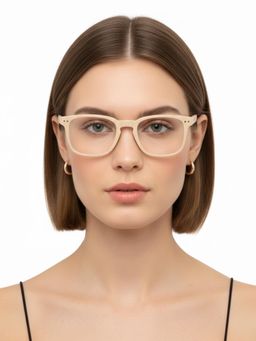 HASHTAG EYEWEAR - Unisex Bluarmor Beige Full Rim Square Computer Glasses (50)