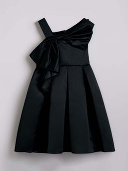 Hopscotch - Girls Black Bow Applique Sleeveless Party Dress