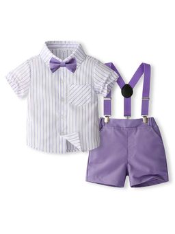 Hopscotch - Boys Purple Shirt and Shorts Formal with Bowtie Suspender (Pack of 4)