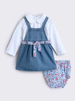 Hopscotch - Pure Cotton Onesie, Pinafore Dress and Bloomer (Pack of 3)
