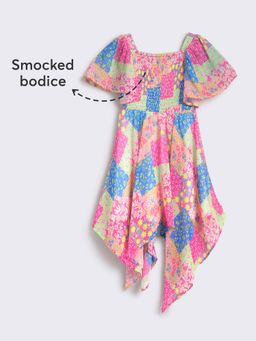 Hopscotch - Floral Print Smocked Dress