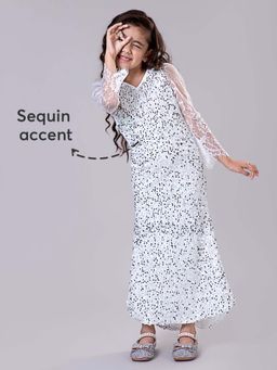 Hopscotch - Sequin Embellished White Gown