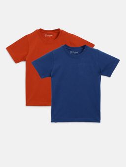 Campana - Boys Luis Short Sleeve Round Neck T-Shirt Rust & Blue (Pack of 2)