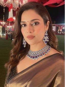 Auraa Trends - Purple Sapphire and Diamond Jewellery Set