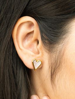 Avyana - Heart Shape Earrings With White Mop