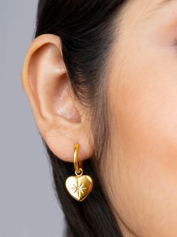 Avyana - Golden Heart Drop Earrings
