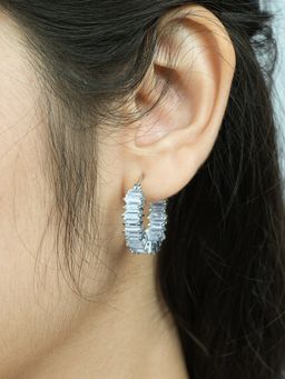 Avyana - Silver Cz Hoop Earrings