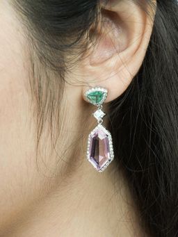 Avyana - Pink Dreams Cz Dangler Earrings