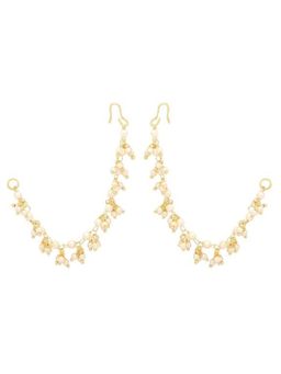 I Jewels - Gold Plated Traditional Pearl White Ear Chain