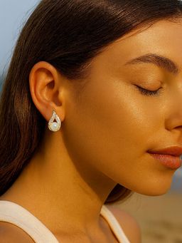 I Jewels - Silver Plated Cubic Zirconia American Diamond Stud Silver Earrings