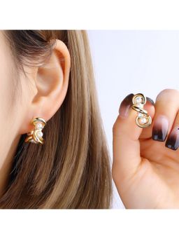 VIEN - White Anti-Tarnish Gold Plated Stud Earrings