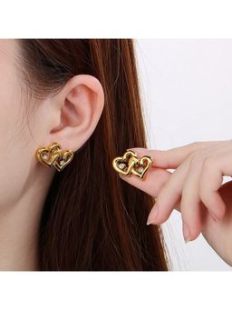 VIEN - White Anti-Tarnish Gold Plated Stud Earrings