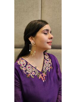 The Bling Girll - Ethnic Gold-Plated Artificial Drop Earrings