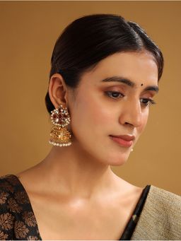 STILEADDA - Antique Gold Kundan Jhumkas