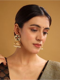 STILEADDA - Traditional Gold Finish Kundan Jhumkas