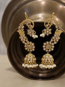 Spring Soul - Gold Floral Paisley Jhumkis