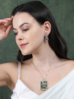STILEADDA - Luxurious Green Ad Square Jewellery Set