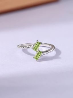 Ornate Jewels - 925 Silver Natural Peridot Adjustable Ring for Women & Girls