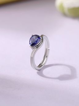 Ornate Jewels - 925 Silver Pear 2.05 Carat Blue Tanzanite Solitaire Adjustable Ring for Women & Girls