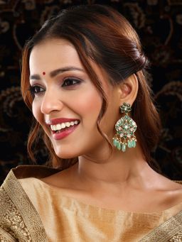 Ruby Raang Studio - Green Kundan Earrings