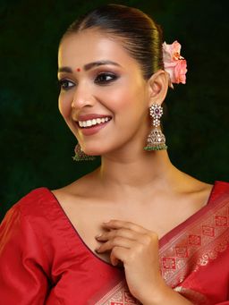 Ruby Raang Studio - Diamond and Stone Jhumka Earrings